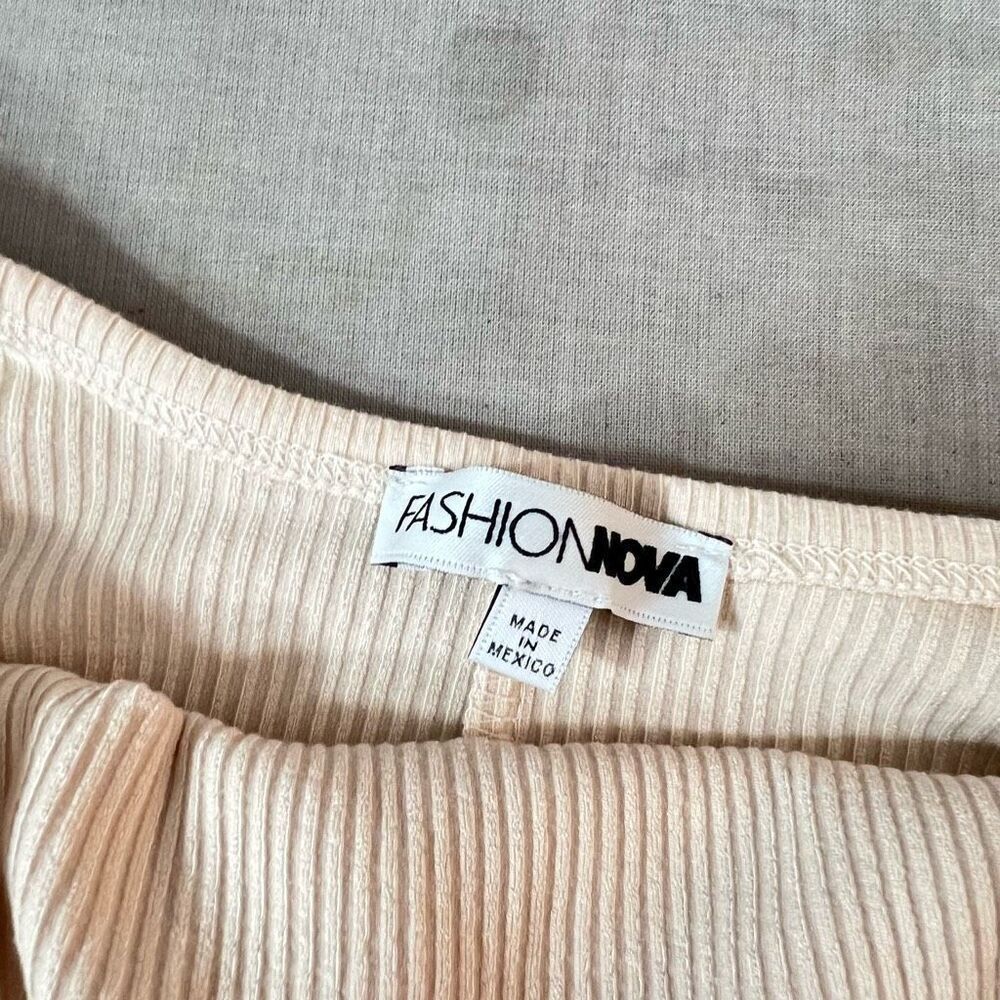 Fashion Nova Cream Long Sleeve Ribbed Bodycon Maxi Dress Size Medium - Picture 8 of 11